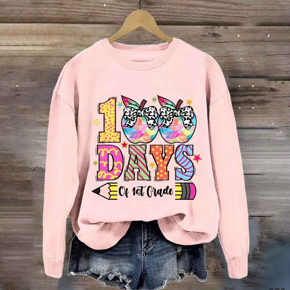 Personalized Grade 100 Days Of School of 1st Grade Sweatshirt