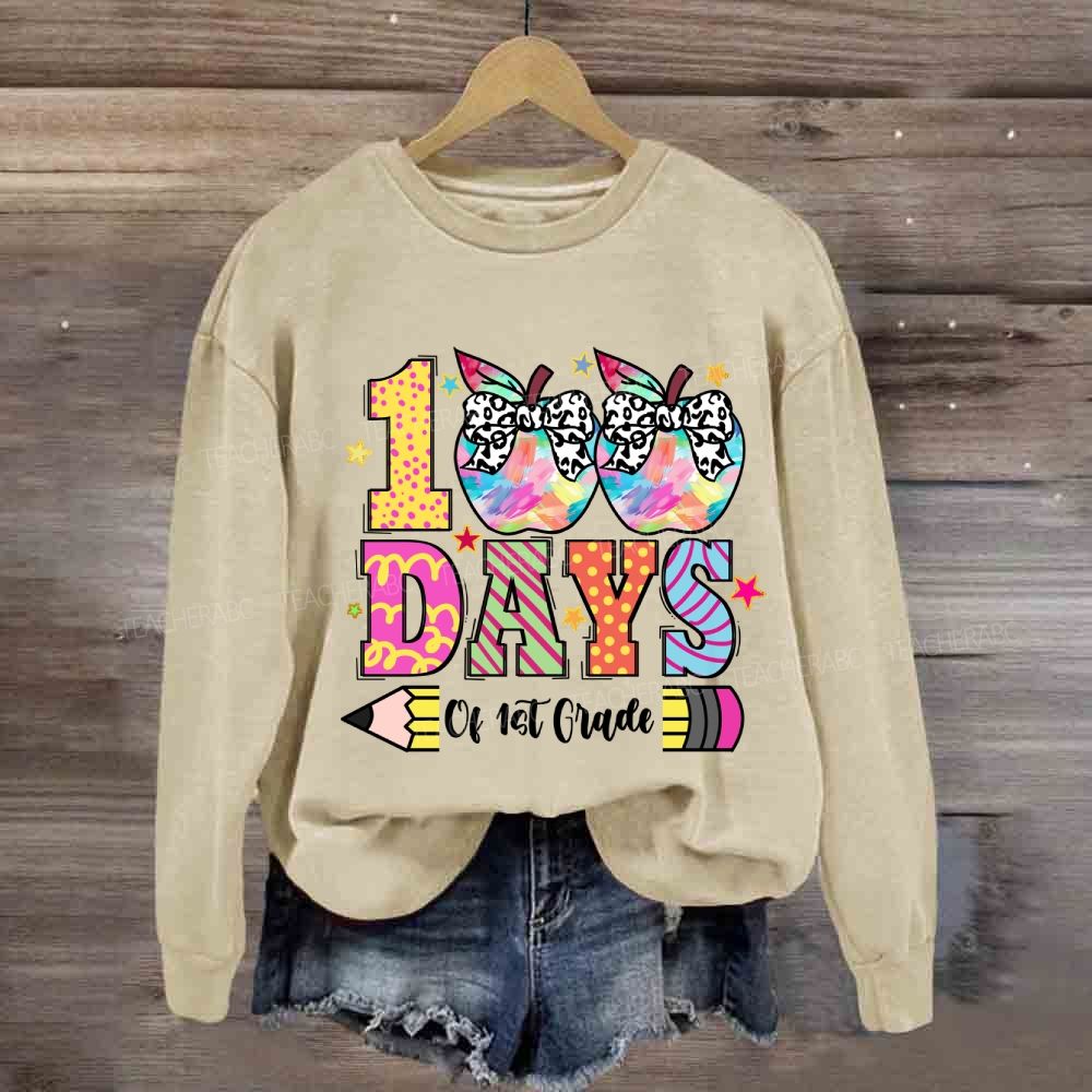 Personalized Grade 100 Days Of School of 1st Grade Sweatshirt