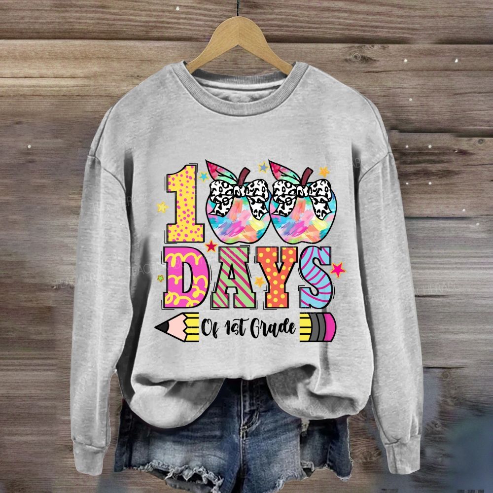 Personalized Grade 100 Days Of School of 1st Grade Sweatshirt