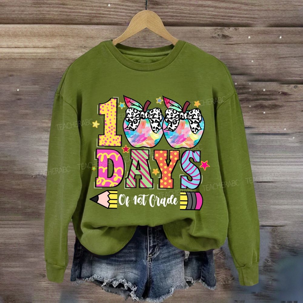Personalized Grade 100 Days Of School of 1st Grade Sweatshirt