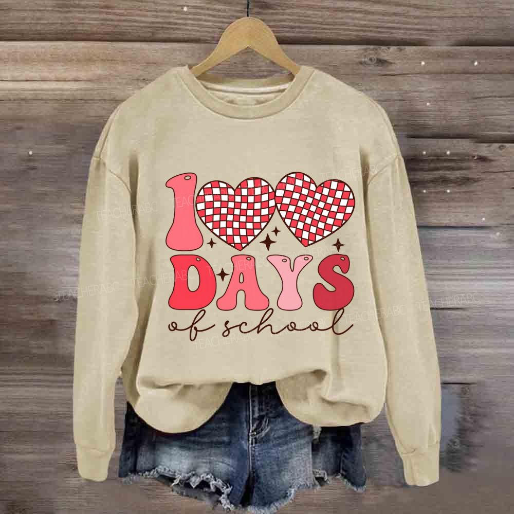100 Days Of School Checkered Heart Sweatshirt