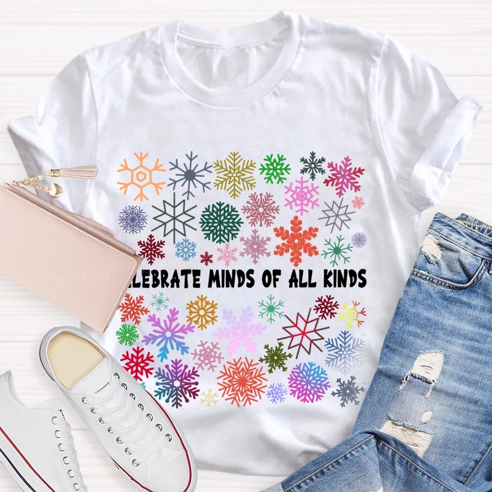 Celebrate Minds Of All Kinds Colorful Bouquet Snowflake T-shirt
