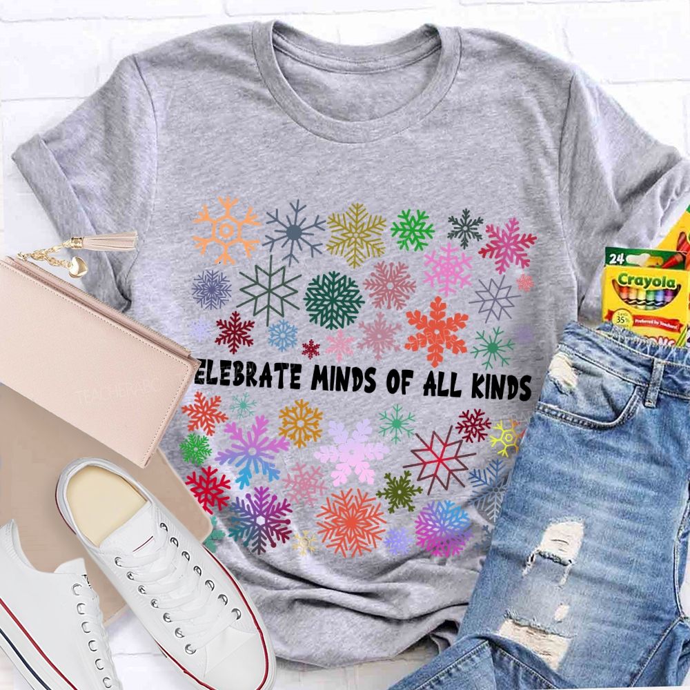 Celebrate Minds Of All Kinds Colorful Bouquet Snowflake T-shirt