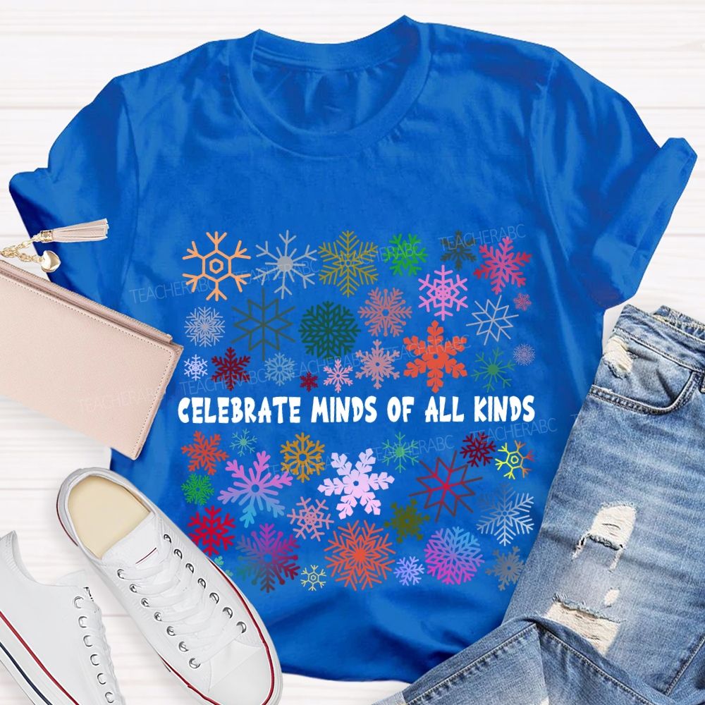 Celebrate Minds Of All Kinds Colorful Bouquet Snowflake T-shirt