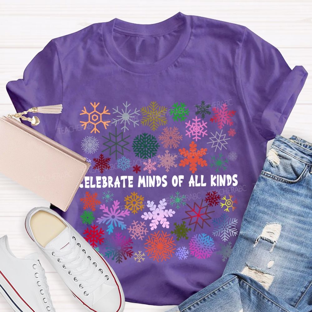 Celebrate Minds Of All Kinds Colorful Bouquet Snowflake T-shirt