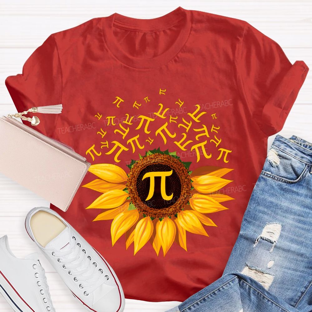 Sunflower Print Pi Math Teacher T-shirt