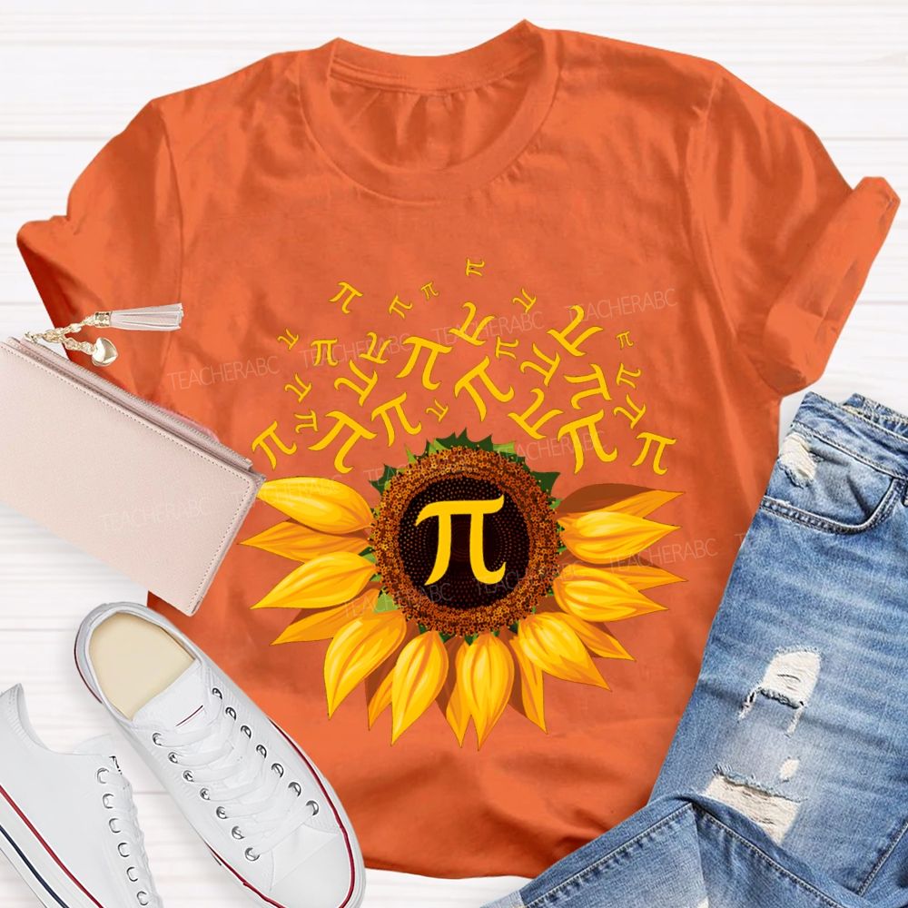 Sunflower Print Pi Math Teacher T-shirt