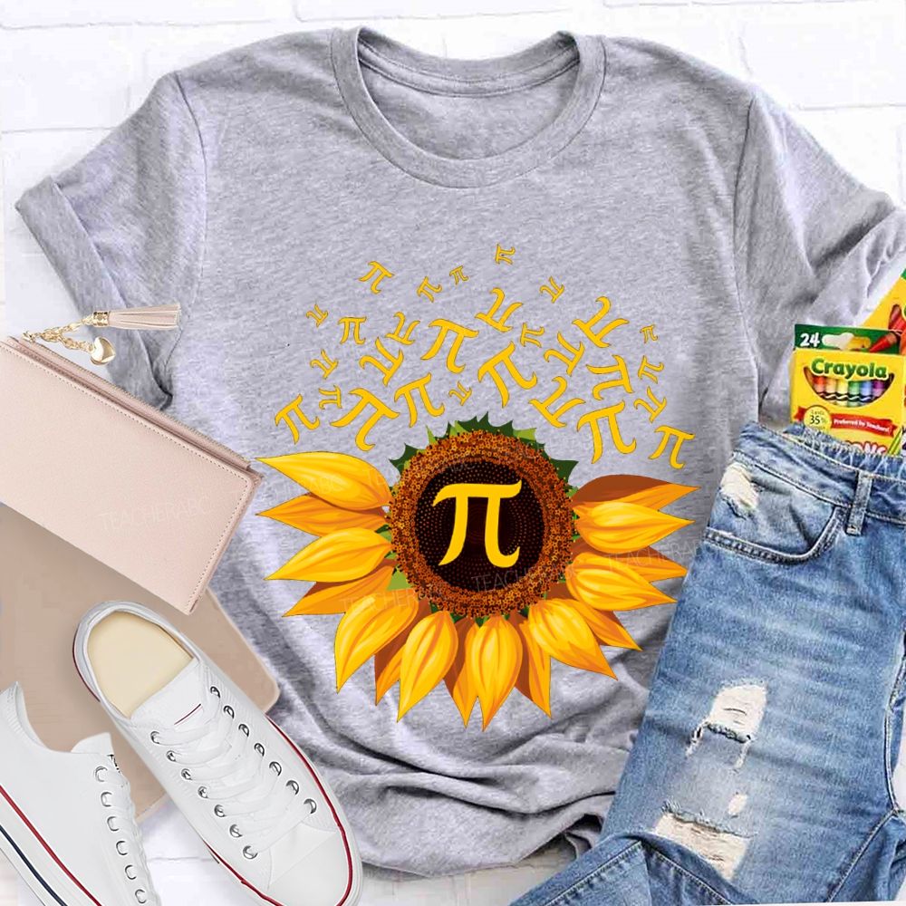Sunflower Print Pi Math Teacher T-shirt