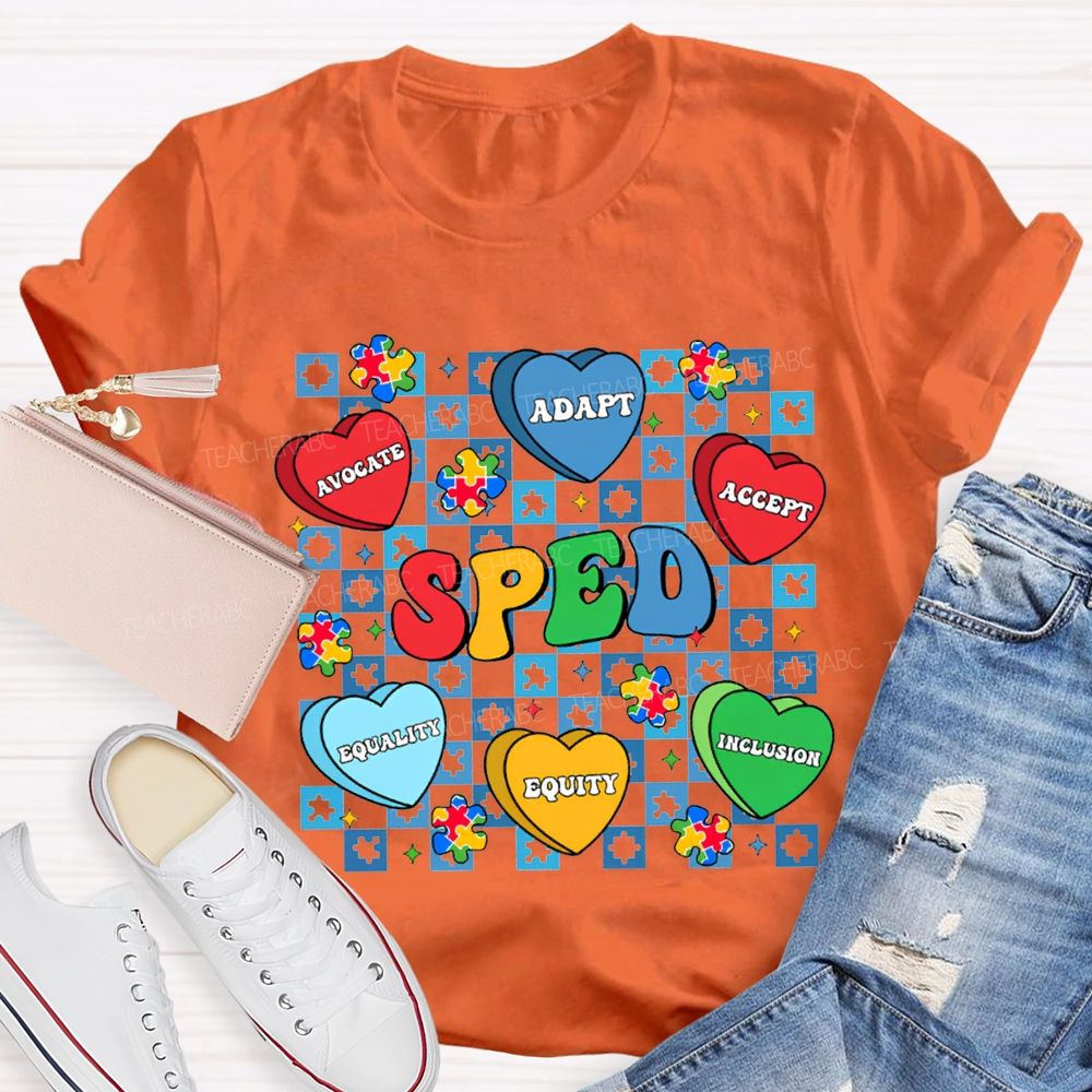 Sped Adapt Advocate Accept Equality Equity Inclusion T-shirt