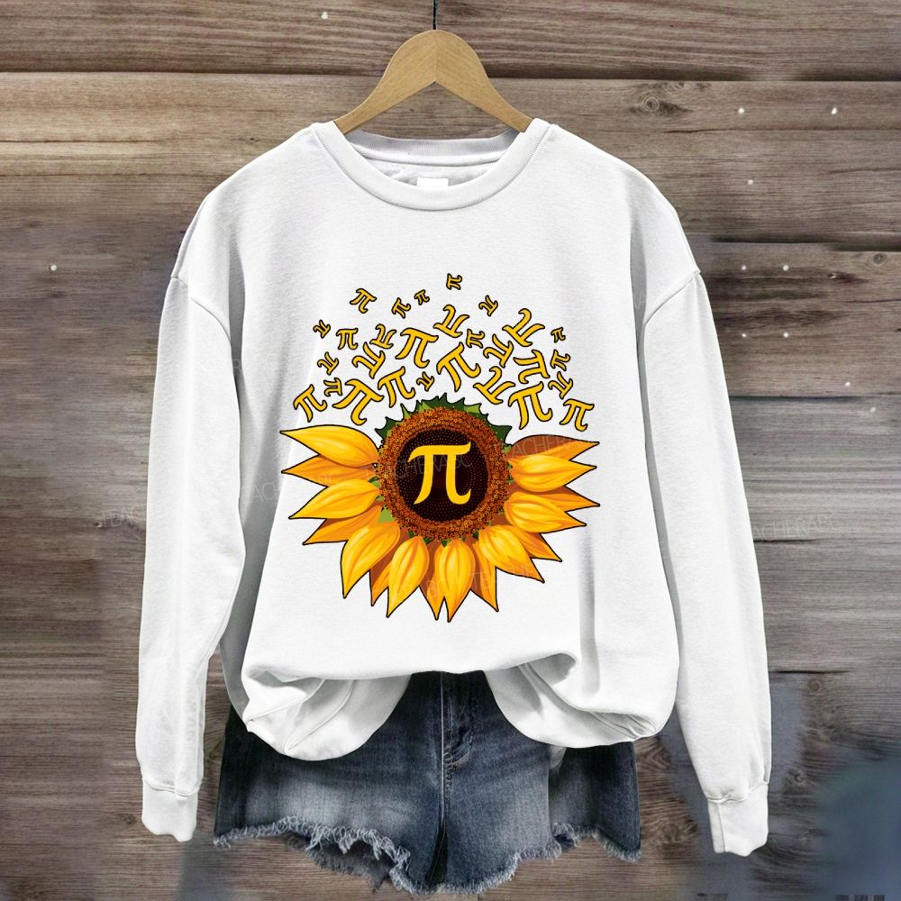 Sunflower Print Pi Math Teacher Sweatshirt