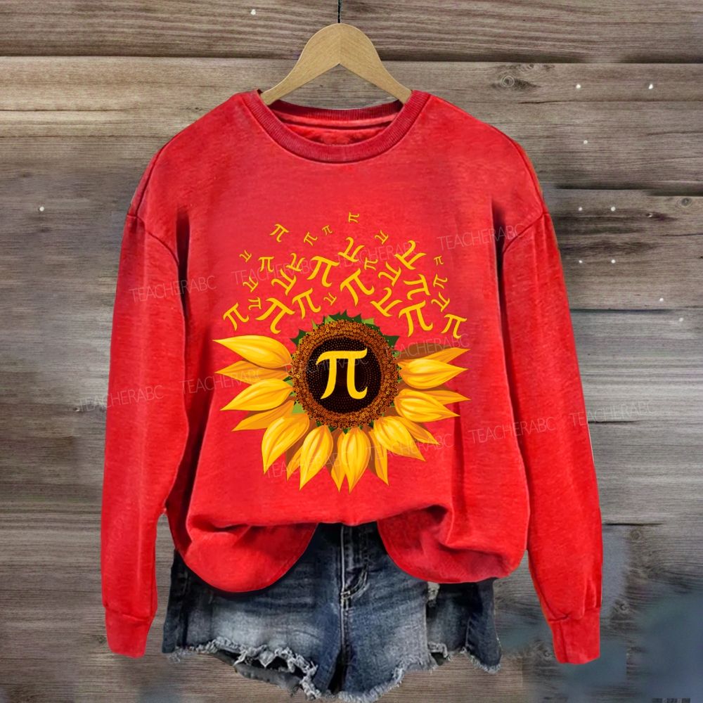 Sunflower Print Pi Math Teacher Sweatshirt