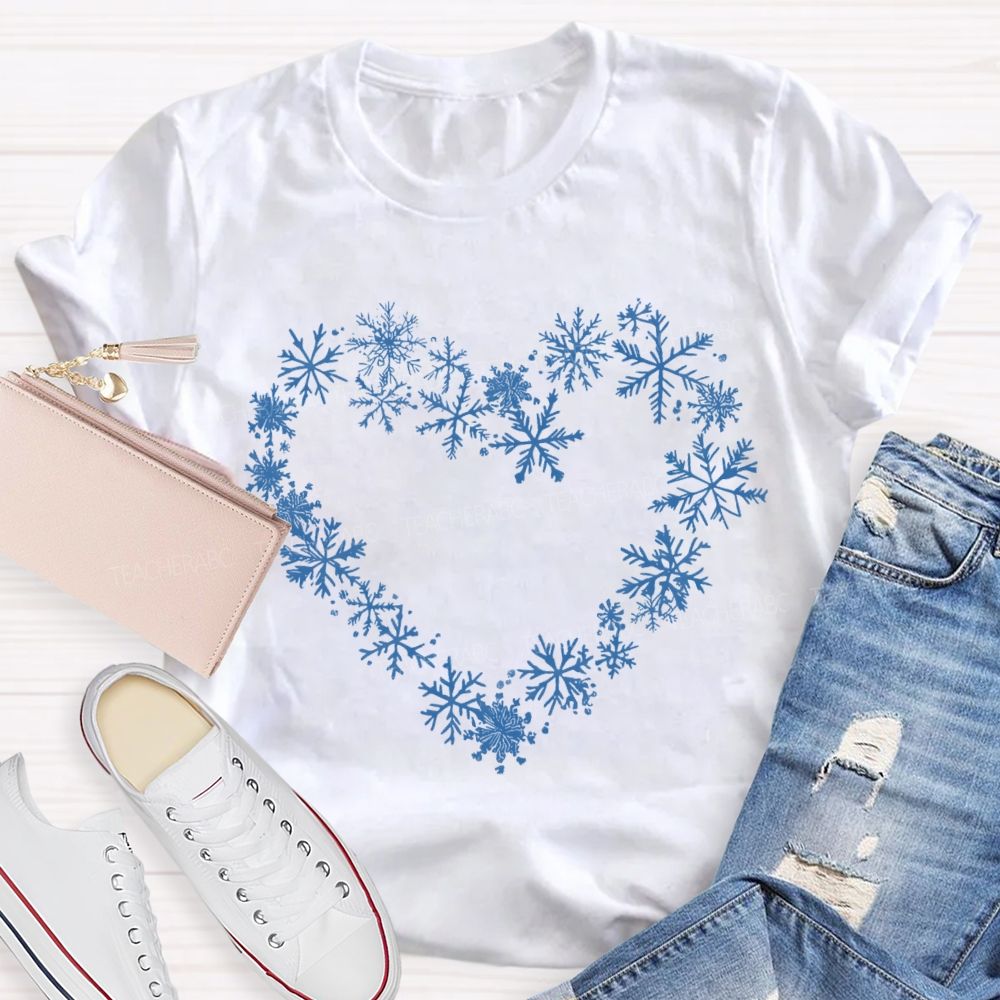Snowflakes Heart In Snow Day T-Shirt