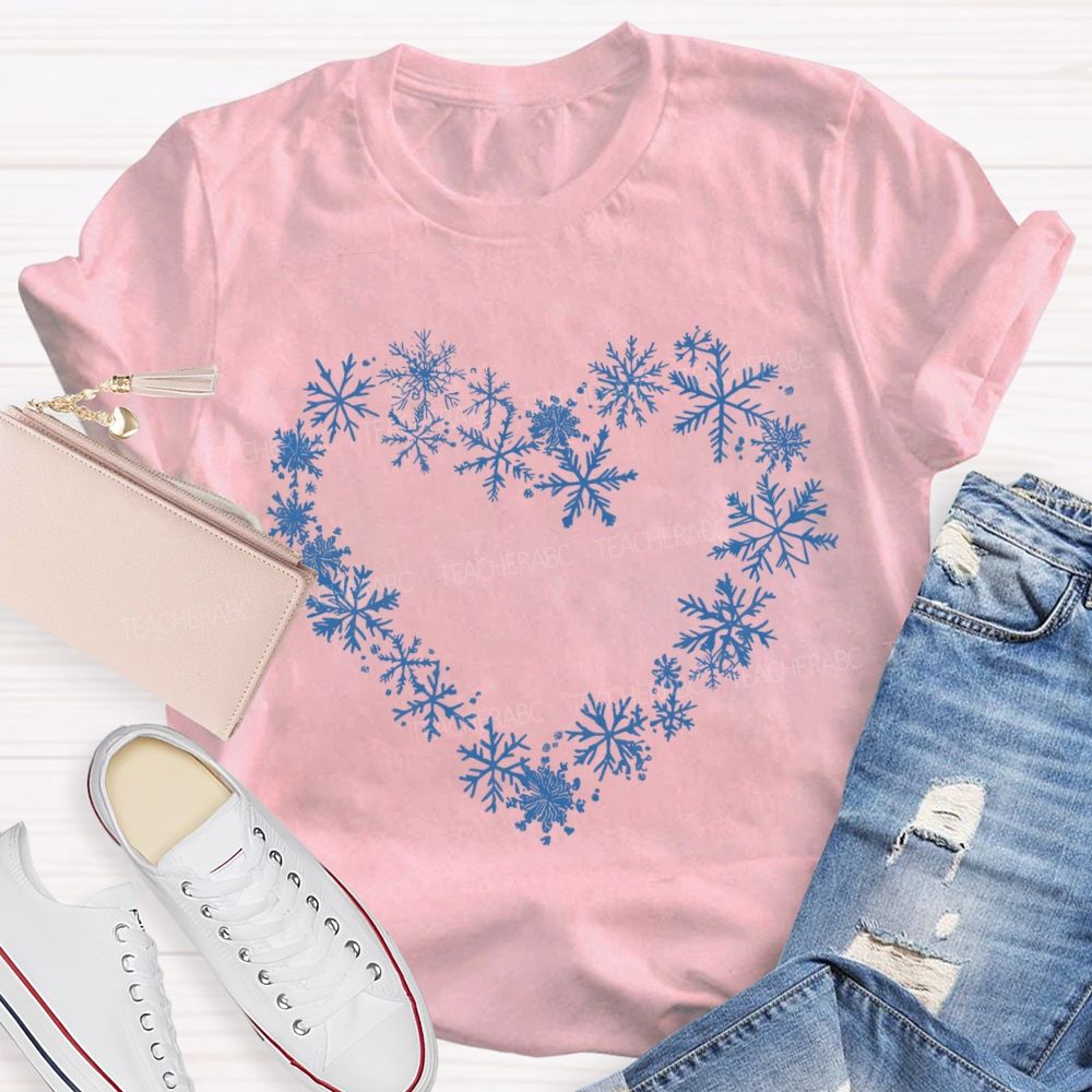 Snowflakes Heart In Snow Day T-Shirt
