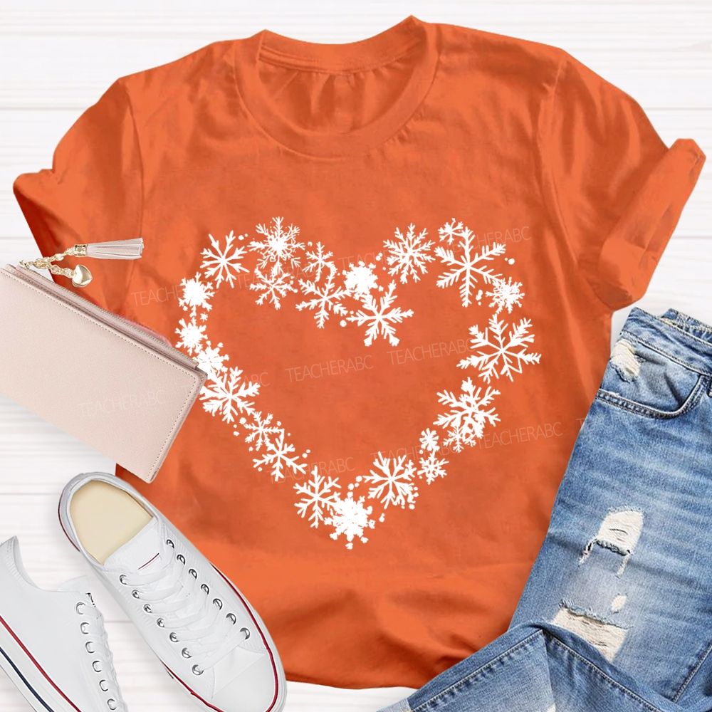 Snowflakes Heart In Snow Day T-Shirt