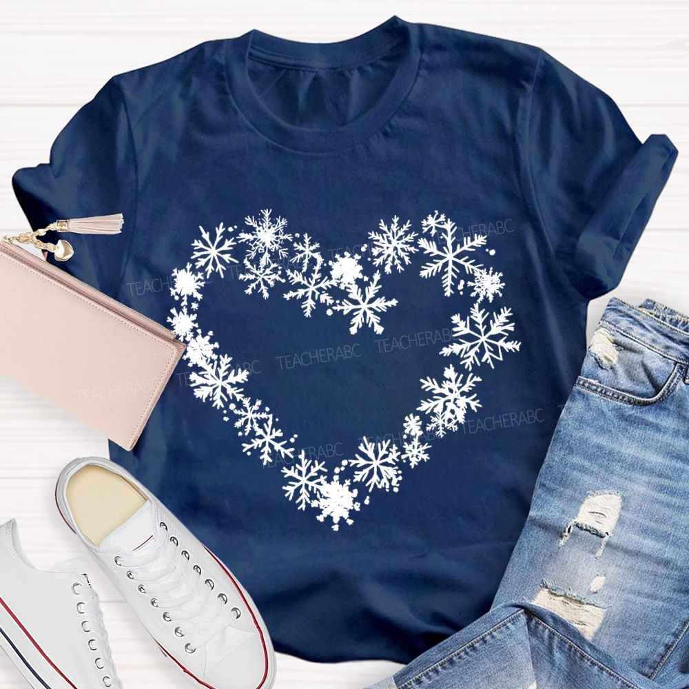 Snowflakes Heart In Snow Day T-Shirt