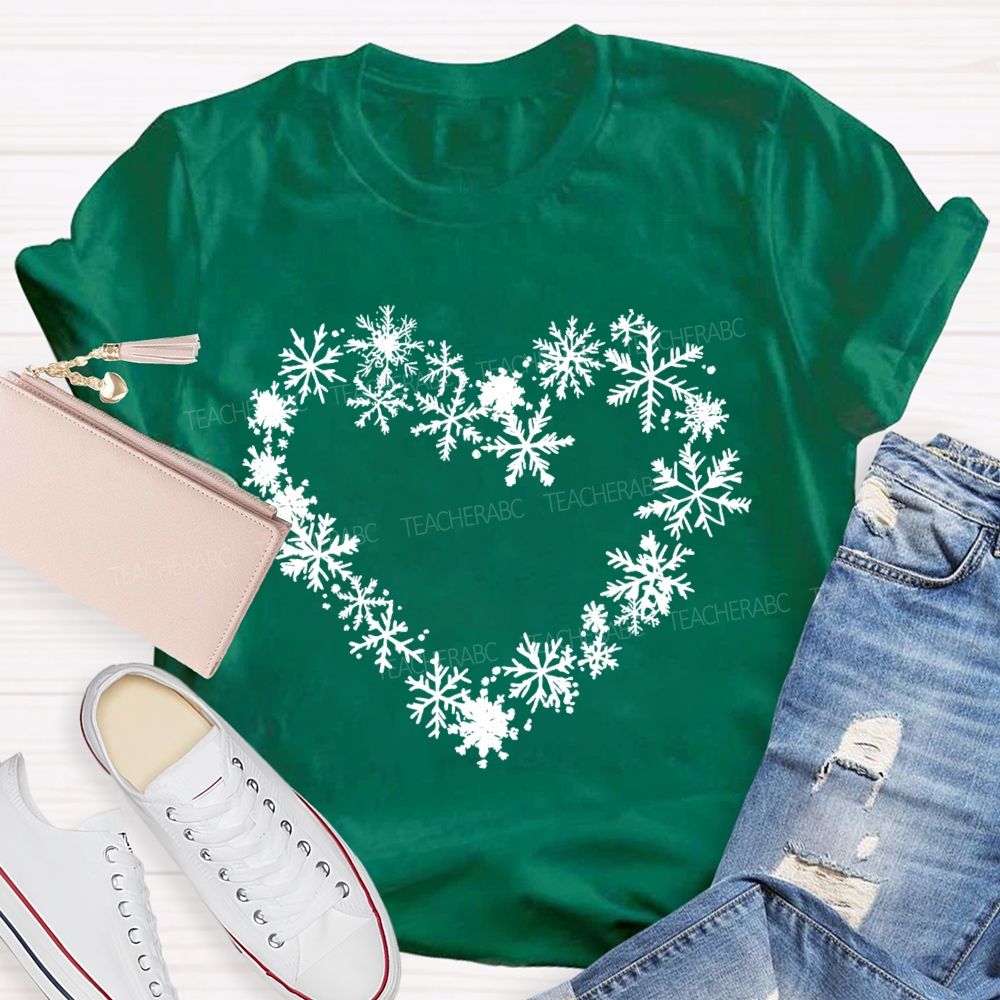 Snowflakes Heart In Snow Day T-Shirt
