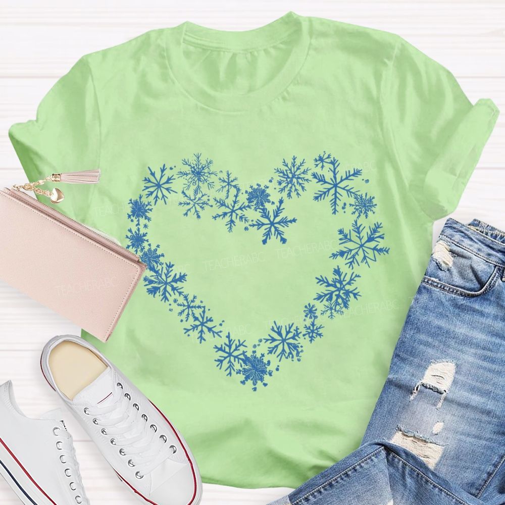 Snowflakes Heart In Snow Day T-Shirt