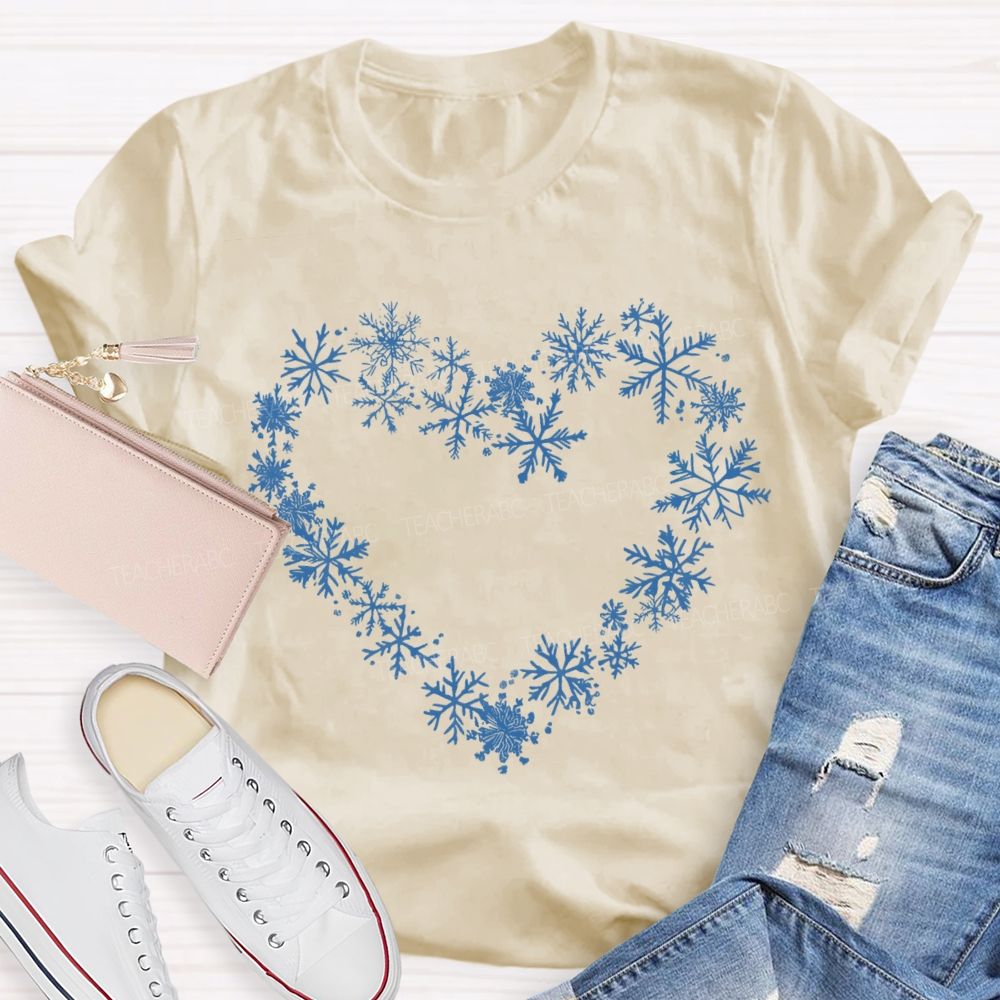 Snowflakes Heart In Snow Day T-Shirt