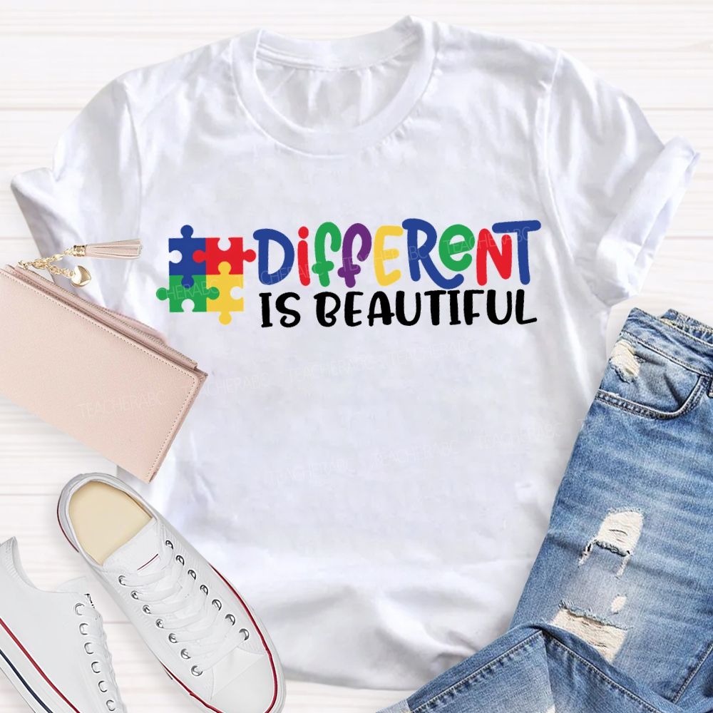Different Is Beautiful Colored Fonts T-shirt