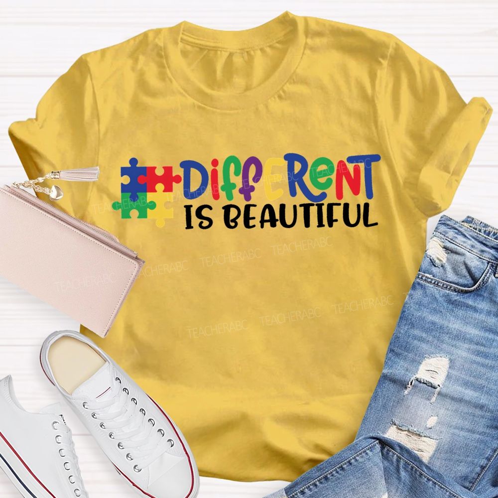 Different Is Beautiful Colored Fonts T-shirt