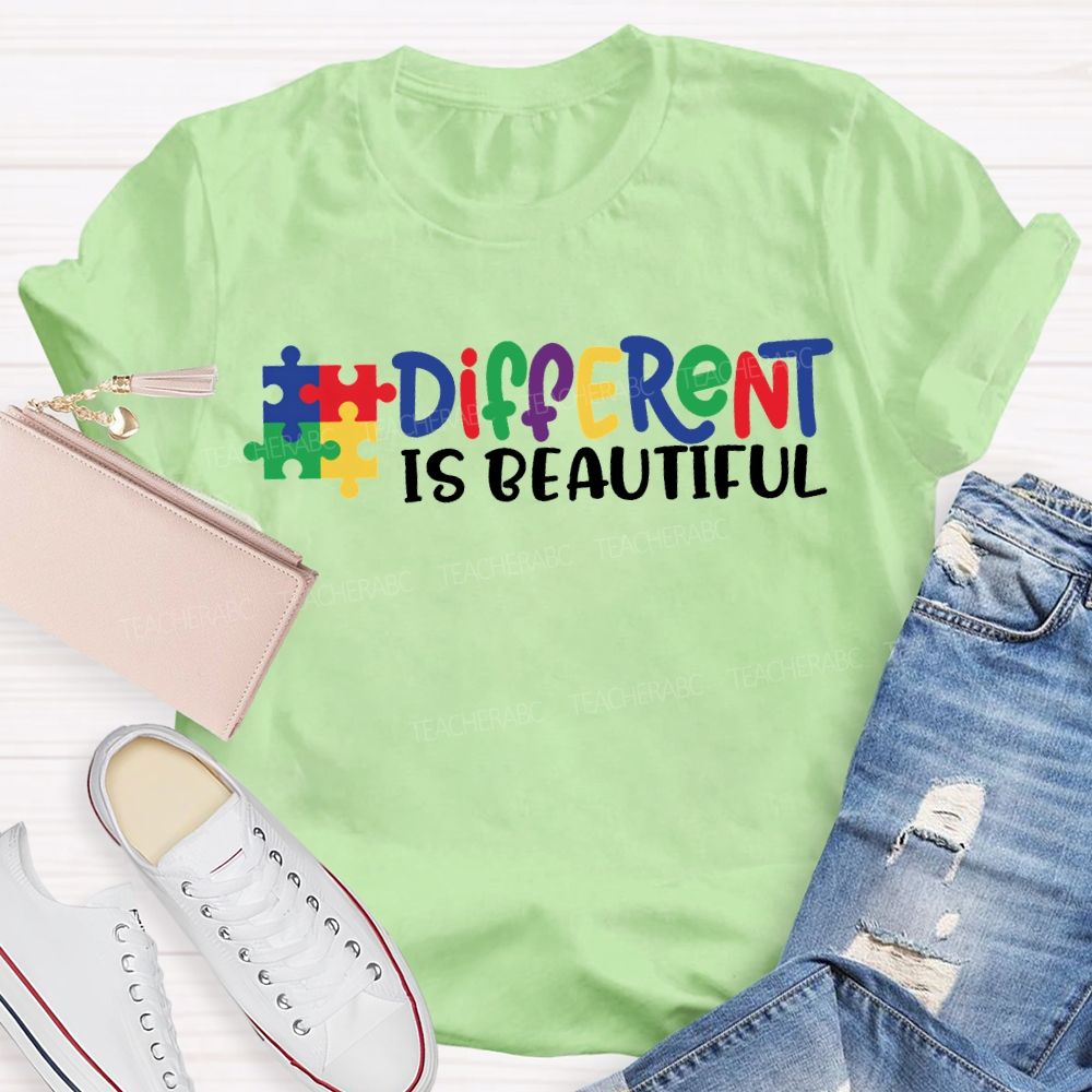 Different Is Beautiful Colored Fonts T-shirt