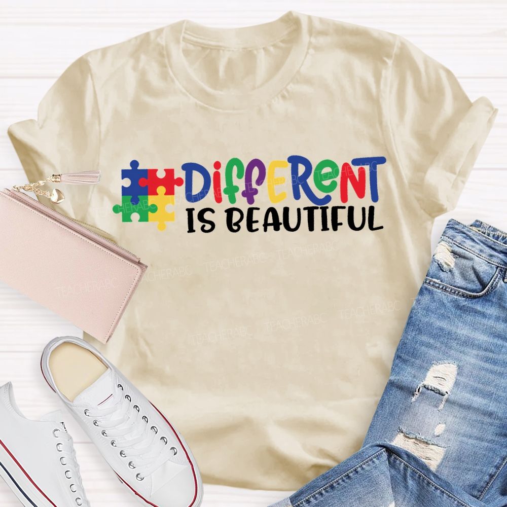 Different Is Beautiful Colored Fonts T-shirt