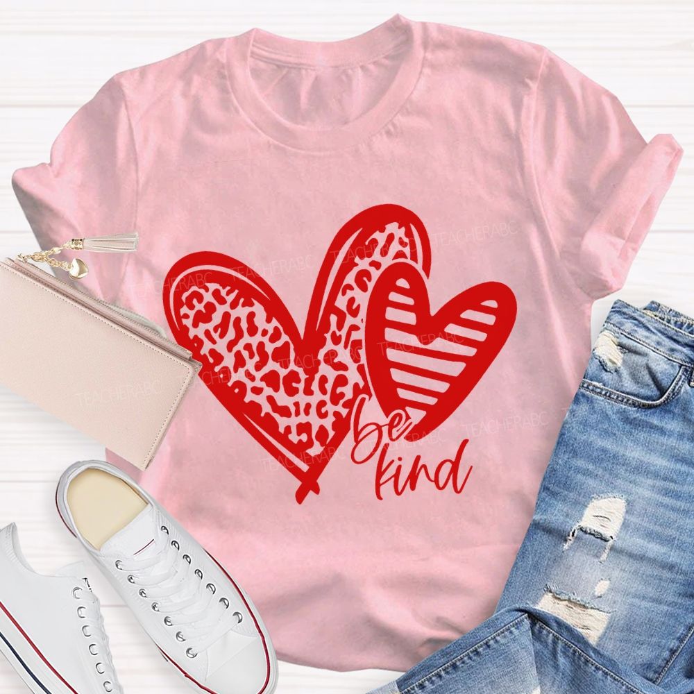 Be Kind Polka Dot Heart Print T-shirt