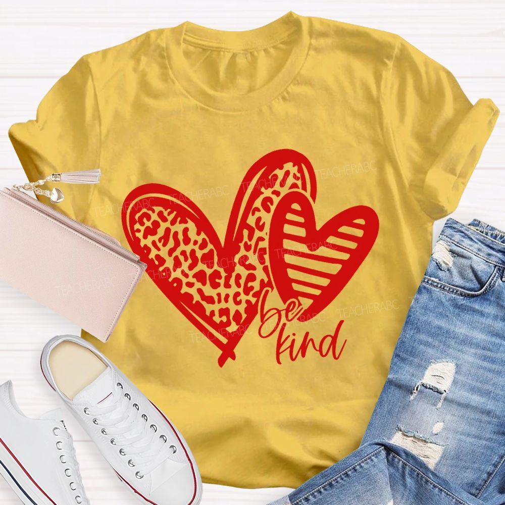 Be Kind Polka Dot Heart Print T-shirt