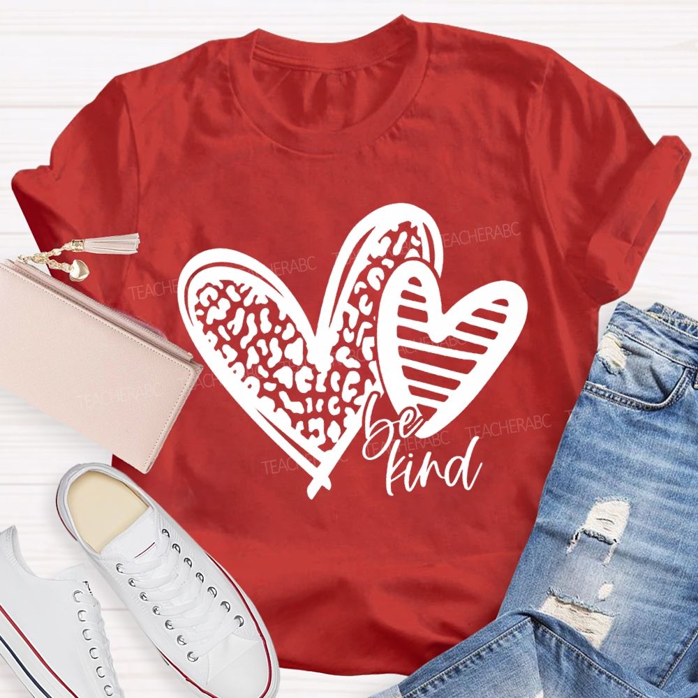 Be Kind Polka Dot Heart Print T-shirt