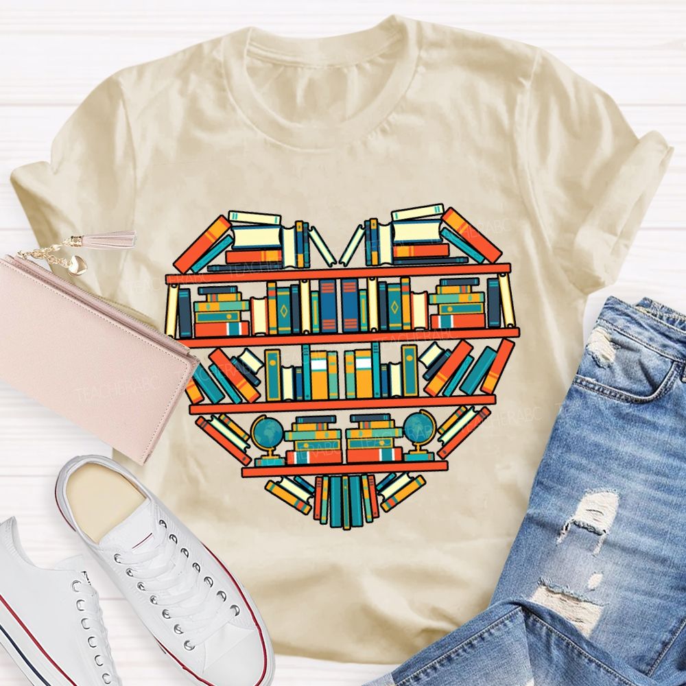 Peach Heart Books Fall In Love With Reading T-shirt