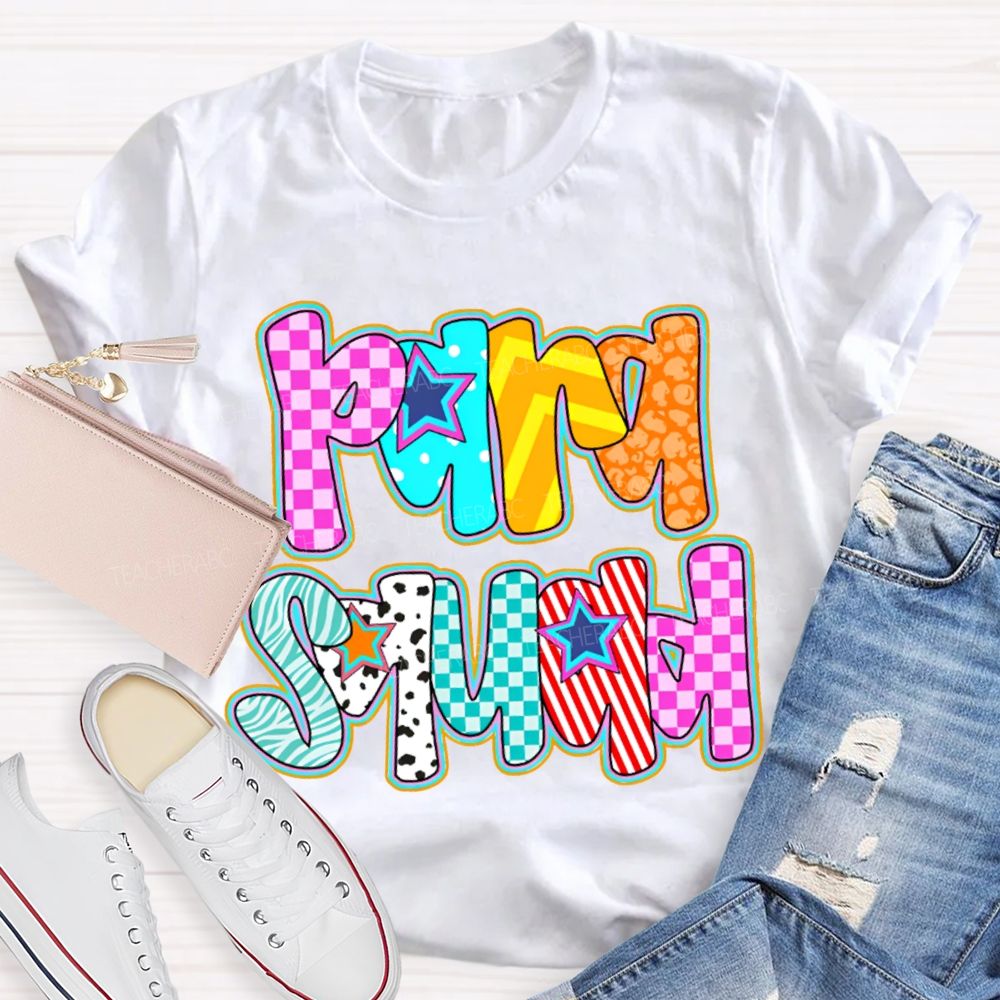 Para Squad Colored Grid Fonts T-shirt