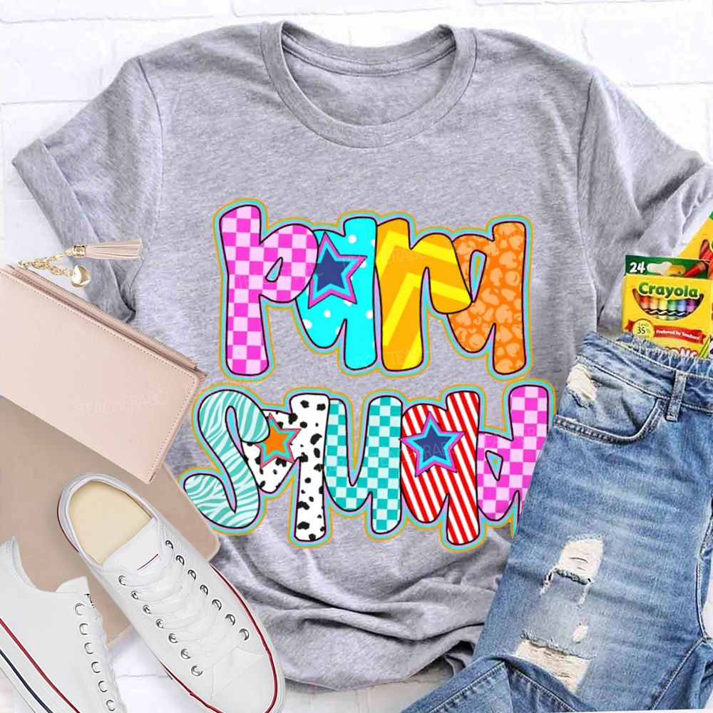 Para Squad Colored Grid Fonts T-shirt