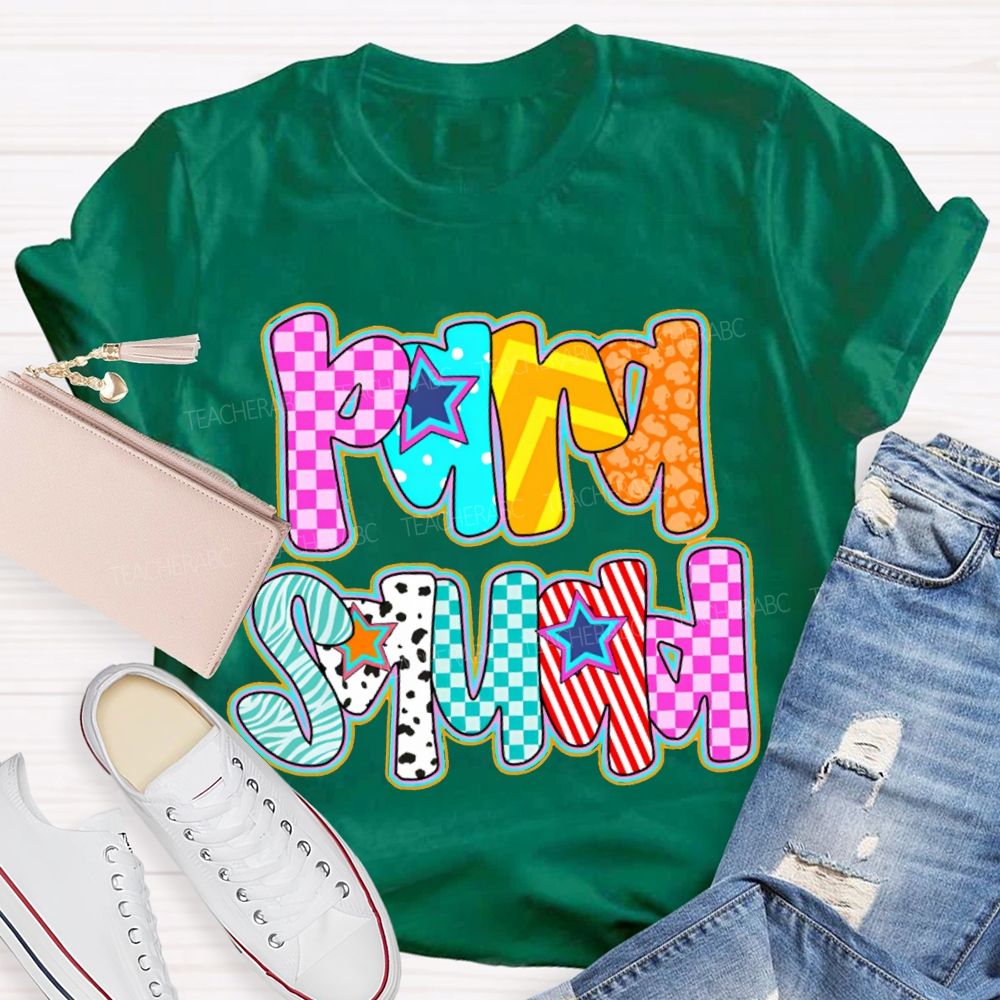 Para Squad Colored Grid Fonts T-shirt