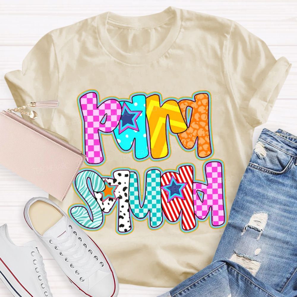 Para Squad Colored Grid Fonts T-shirt