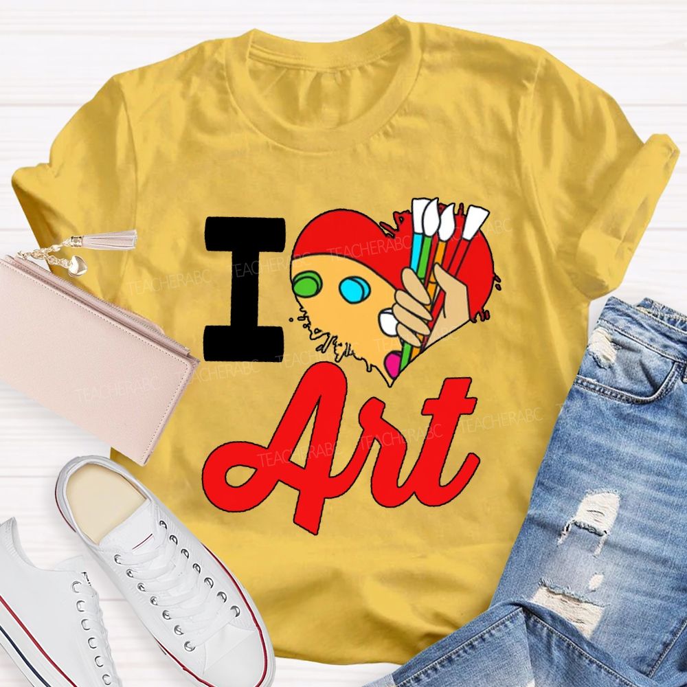 I Love Art Color Dyeing Palette Art Teacher T-shirt