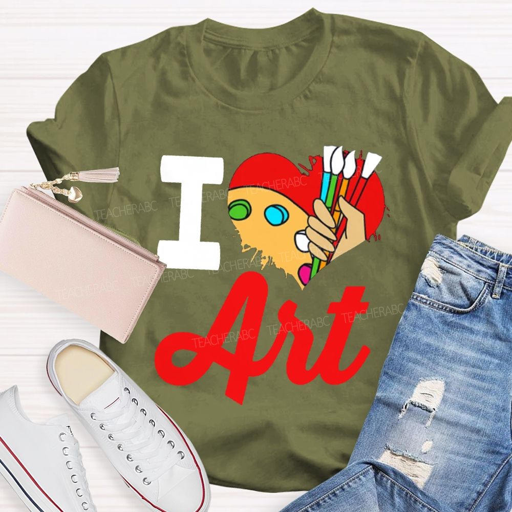 I Love Art Color Dyeing Palette Art Teacher T-shirt