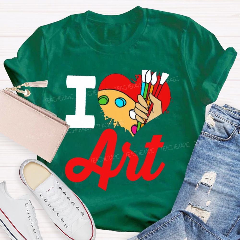 I Love Art Color Dyeing Palette Art Teacher T-shirt