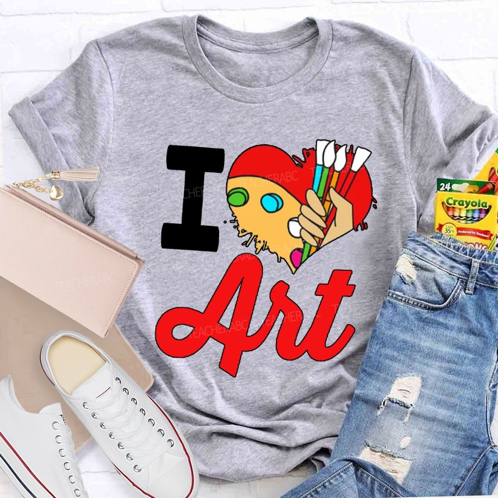 I Love Art Color Dyeing Palette Art Teacher T-shirt