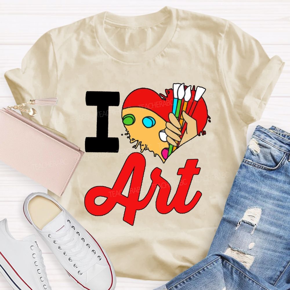I Love Art Color Dyeing Palette Art Teacher T-shirt