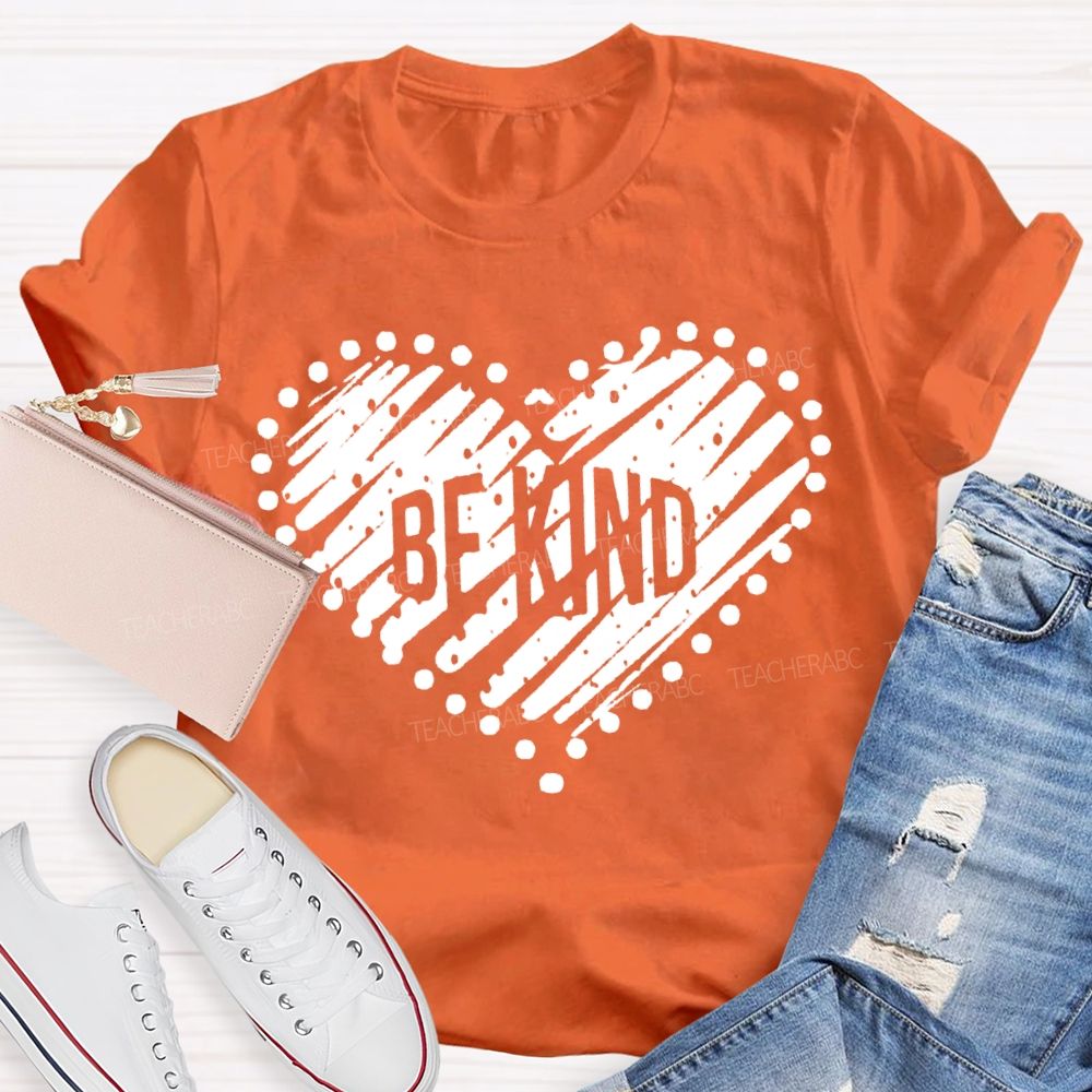Be Kind Polka Dot Heart Print T-shirt