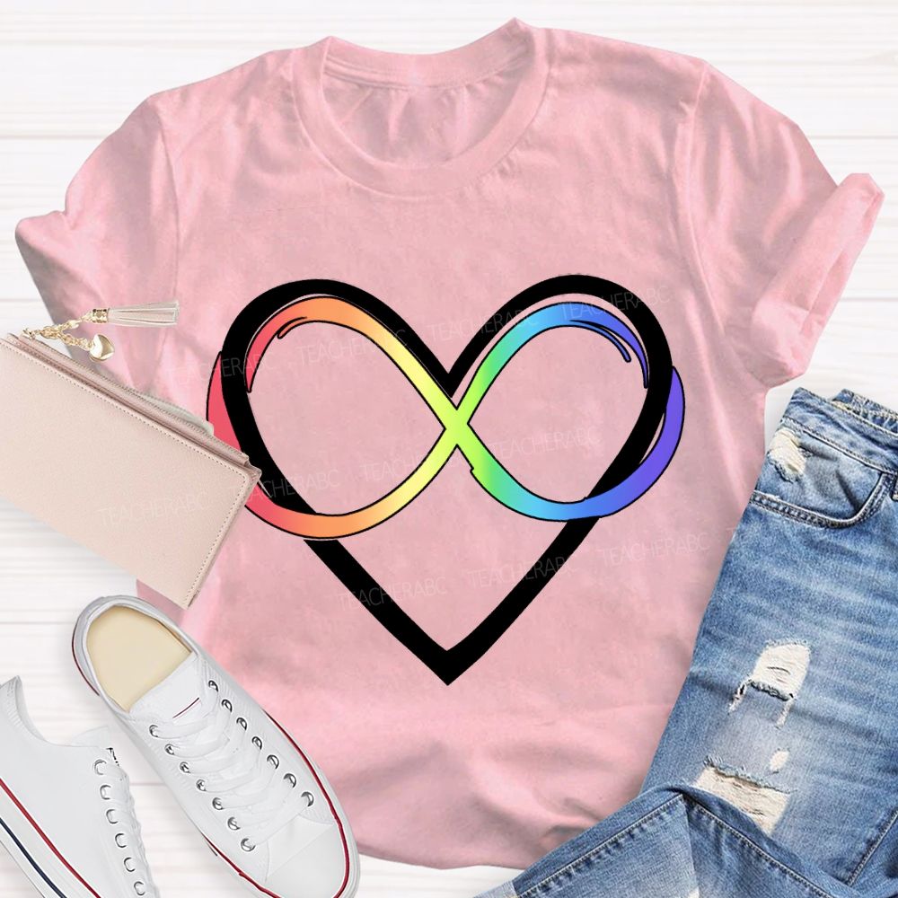 Autism Awareness Rainbow Infinity Heart Neurodiversity T-shirt