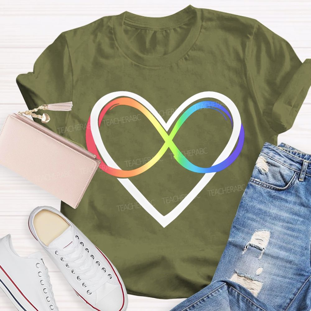 Autism Awareness Rainbow Infinity Heart Neurodiversity T-shirt