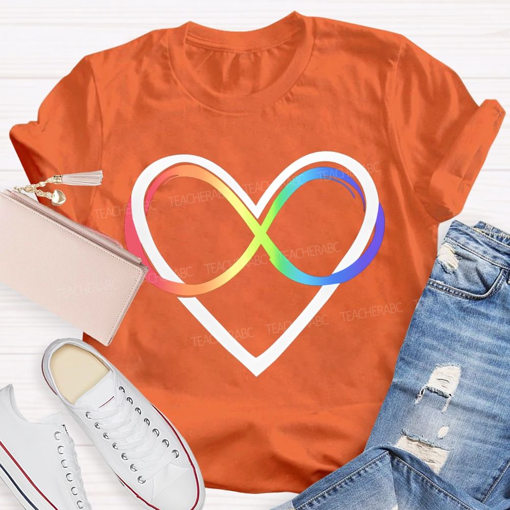 Autism Awareness Rainbow Infinity Heart Neurodiversity T-shirt
