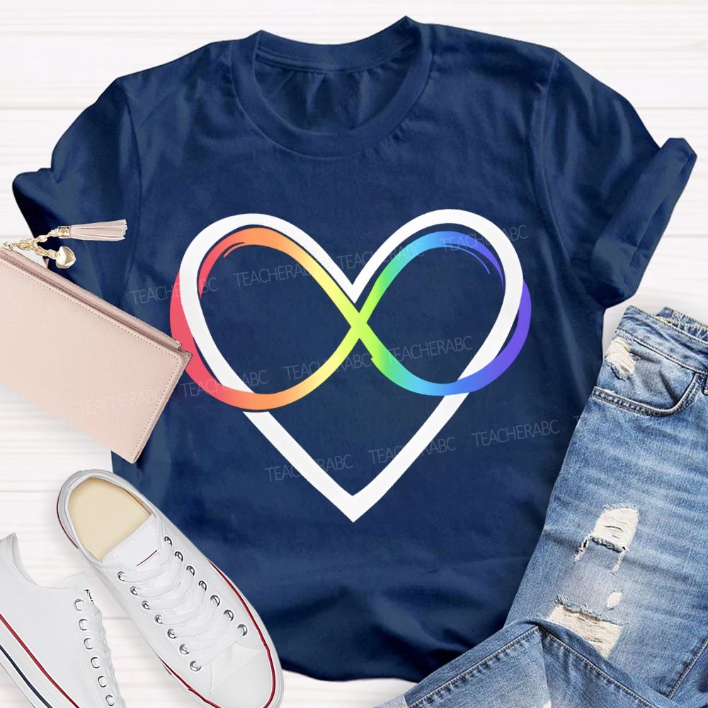 Autism Awareness Rainbow Infinity Heart Neurodiversity T-shirt