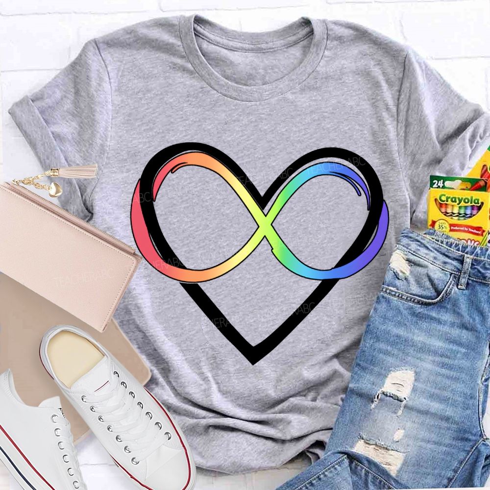 Autism Awareness Rainbow Infinity Heart Neurodiversity T-shirt