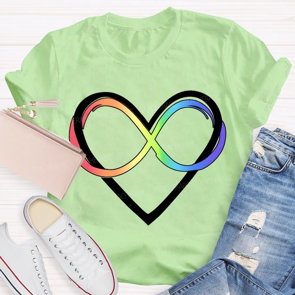 Autism Awareness Rainbow Infinity Heart Neurodiversity T-shirt