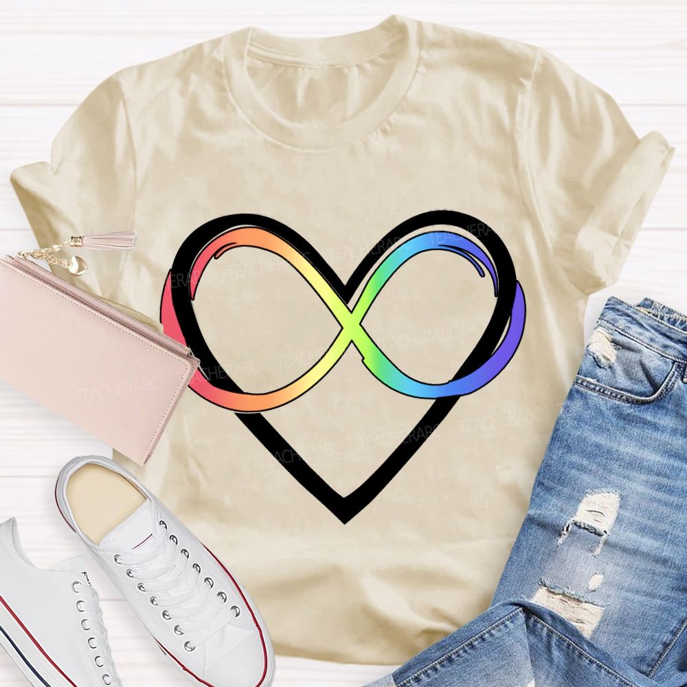 Autism Awareness Rainbow Infinity Heart Neurodiversity T-shirt
