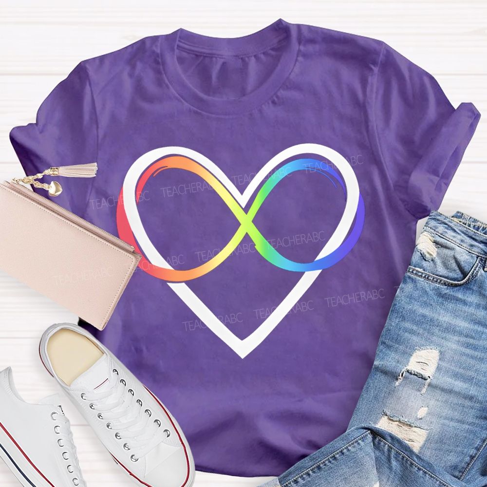 Autism Awareness Rainbow Infinity Heart Neurodiversity T-shirt