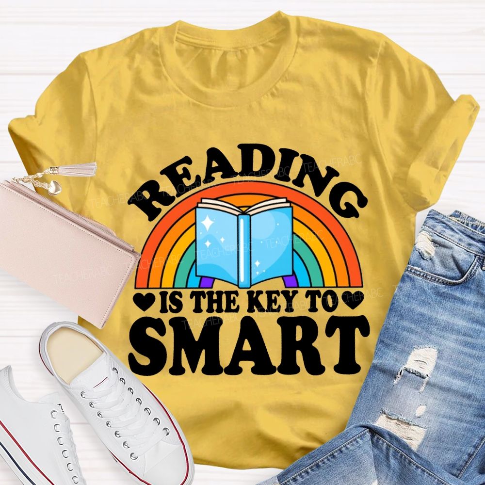 Reading Is The Key To Smart Rainbows And Books T-shirt