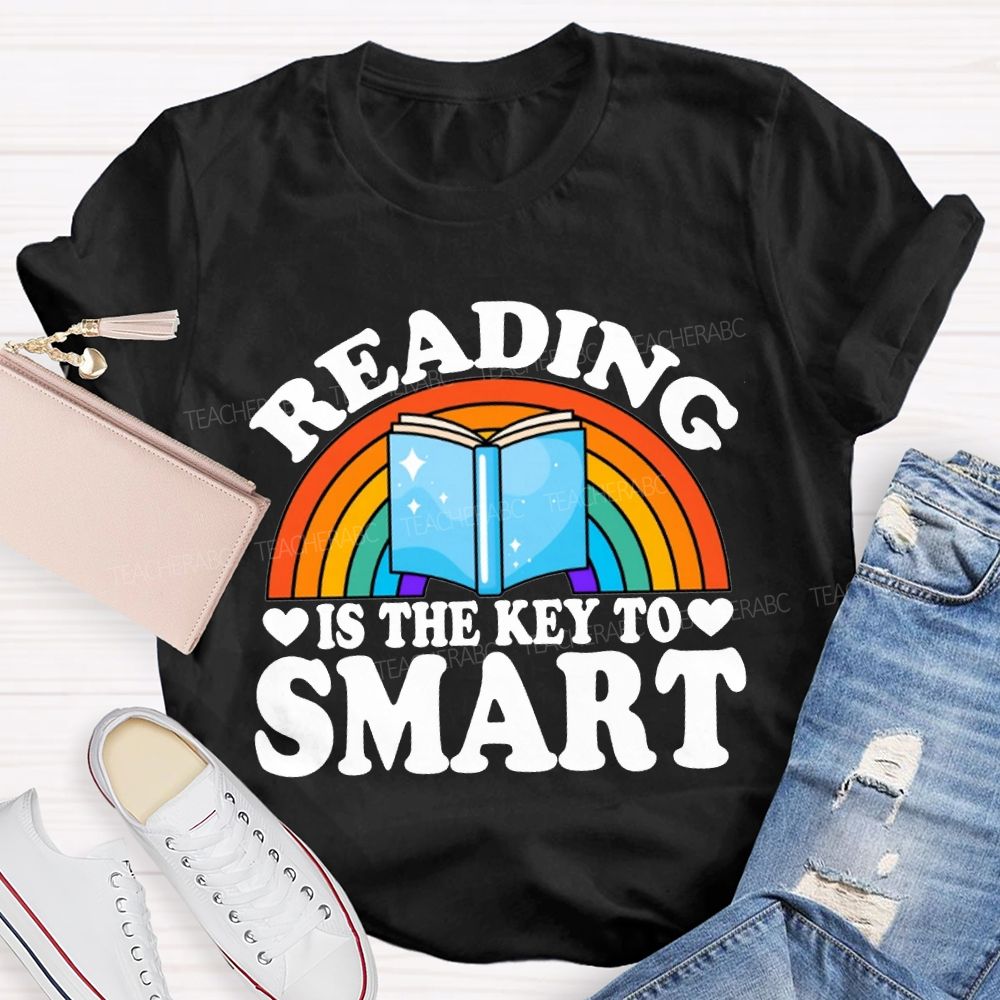 Reading Is The Key To Smart Rainbows And Books T-shirt